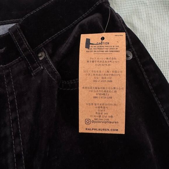 POLO RALPH LAUREN TOMPKINS MID RISE SKINNY VELVET JEANS IN BLACK NWT SIZE 24R - Picture 14 of 16
